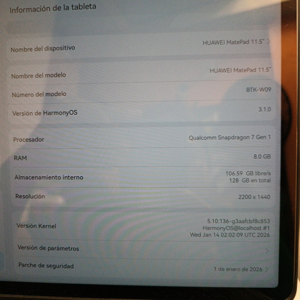 TABLETA HUAWEI MATEPAD 11.5" BTK-W09 (2023) 128 GB 8 GB RAM (SEMINUEVO)