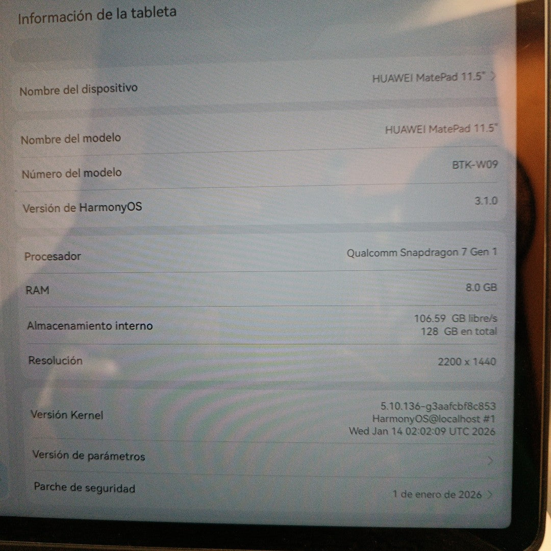 TABLETA HUAWEI MATEPAD 11.5" BTK-W09 (2023) 128 GB 8 GB RAM (SEMINUEVO)