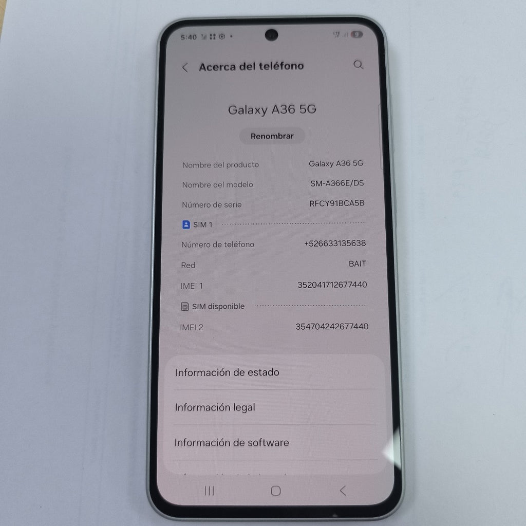 CELULAR SAMSUNG GALAXY A36 5G SM-A366E (2025) 256 GB 8 GB RAM (SEMINUEVO)