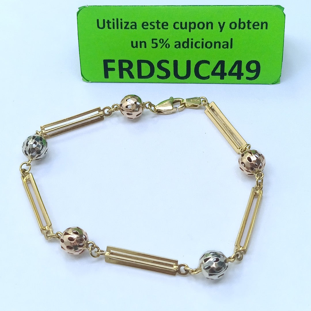 PULSERA ORO COMBINADO 14 K 6.4 GRMS (SEMINUEVO)