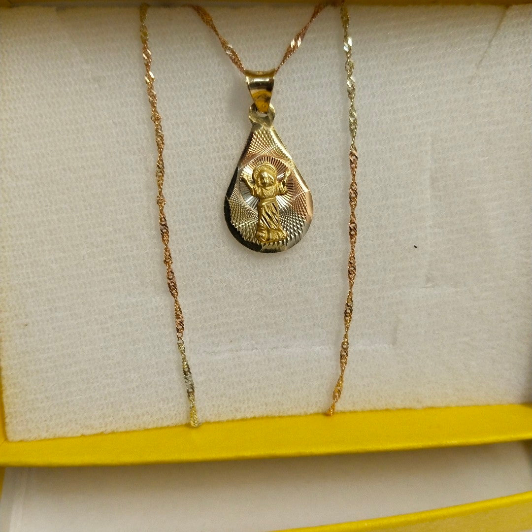 CADENA, MEDALLA RELIGIOSA ORO 10 K 1.7 GRMS (SEMINUEVO)