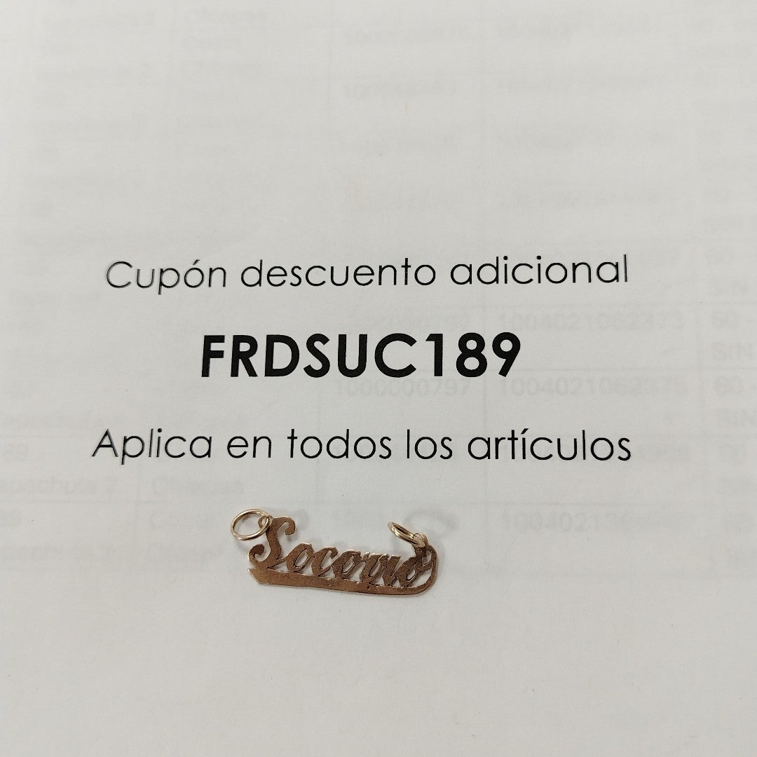 K1 1,00 GRMS 8 K ESPECIFICACIONES COMPLEMENTARIAS DIJE SOCORRO (SEMINUEVO)