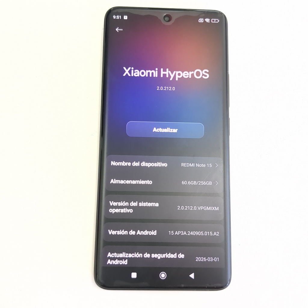 CELULAR XIAOMI REDMI NOTE 15 2510DRA23L (2026) 256 GB 8 GB RAM (SEMINUEVO)
