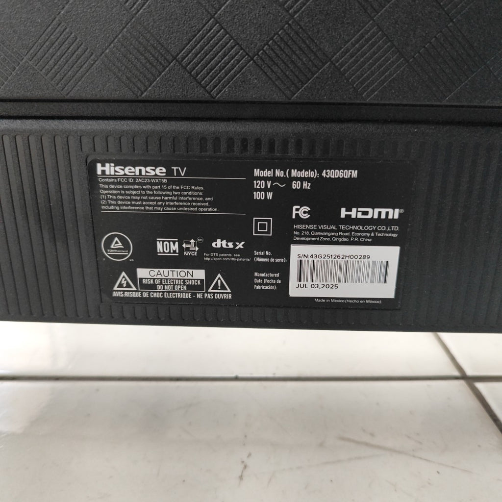 PANTALLA HISENSE 43QD6QFM (2025) 43" LED 4K (SEMINUEVO)