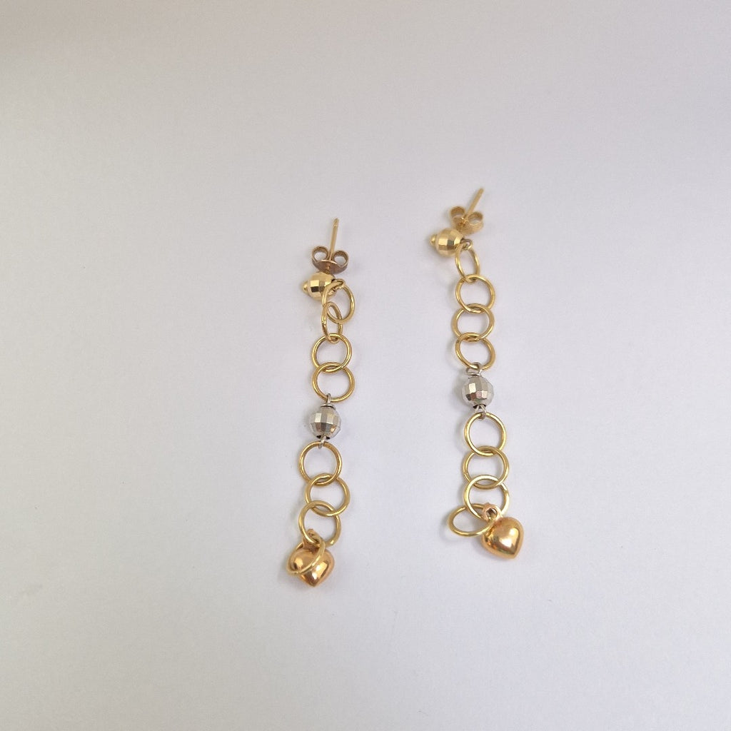 ARETES PAR ORO, ORO COMBINADO 14 K 4.1 GRMS (SEMINUEVO)