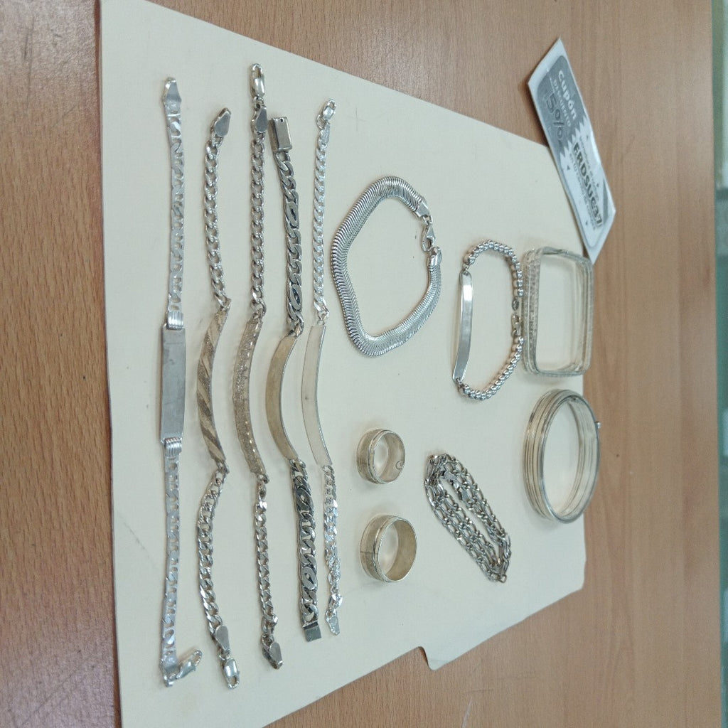 CADENA, ESCLAVA, PULSERA, SEMANARIO DE ARGOLLAS PLATA 148.8 GRMS (SEMINUEVO)