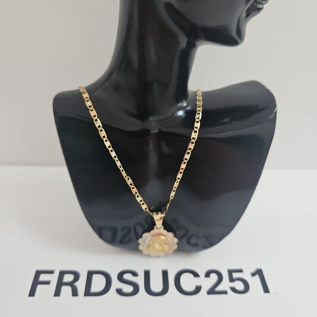 CADENA,MEDALLA RELIGIOSA ORO 10 K 3,50 GRMS (SEMINUEVO)