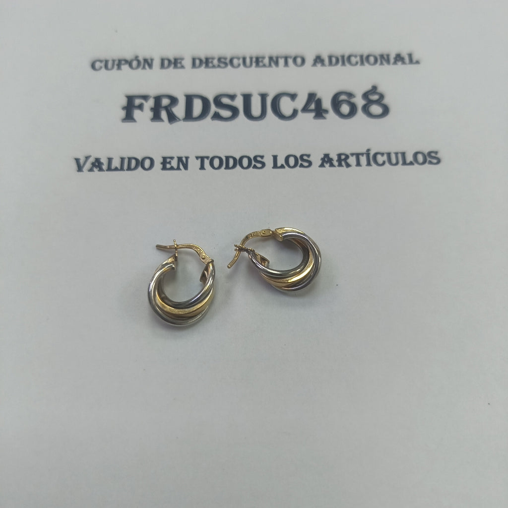 ARRACADAS PAR ORO COMBINADO 14 K 1.6 GRMS (SEMINUEVO)