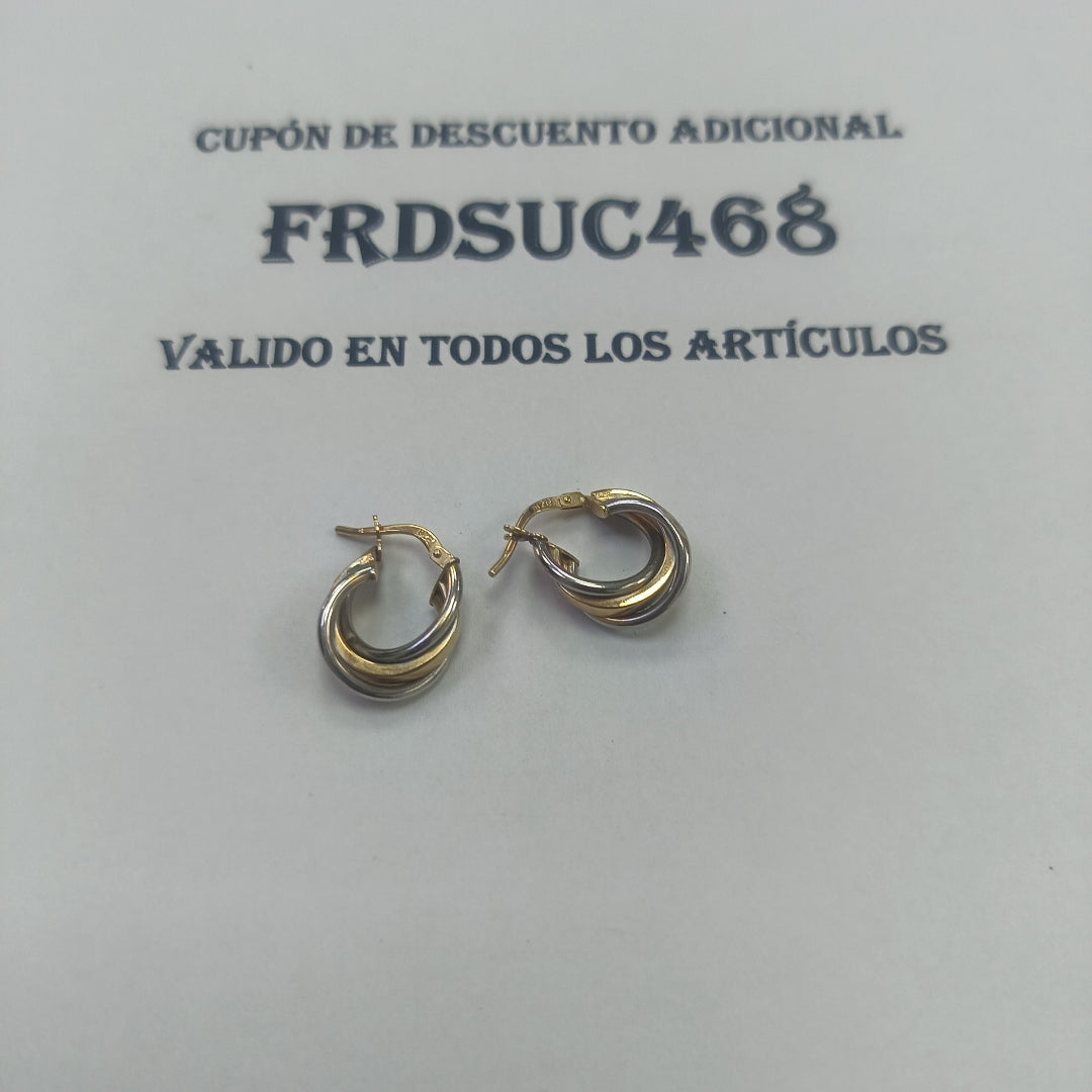 ARRACADAS PAR ORO COMBINADO 14 K 1.6 GRMS (SEMINUEVO)