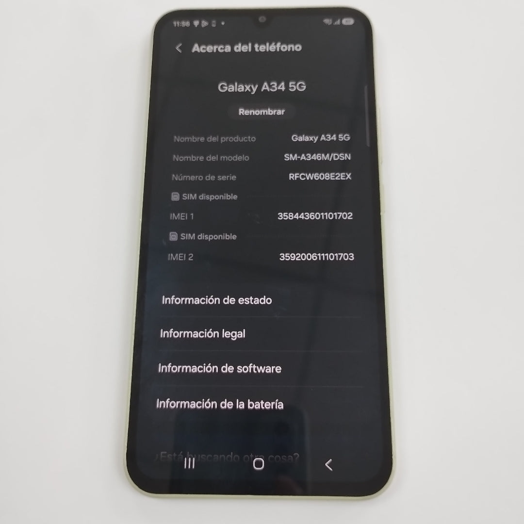 CELULAR SAMSUNG GALAXY A34 5G SM-A346M 256 GB 8 GB RAM (SEMINUEVO)