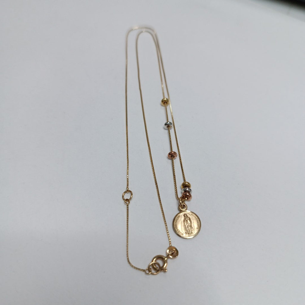 CADENA,MEDALLA RELIGIOSA ORO 14 K 2,40 GRMS (SEMINUEVO)