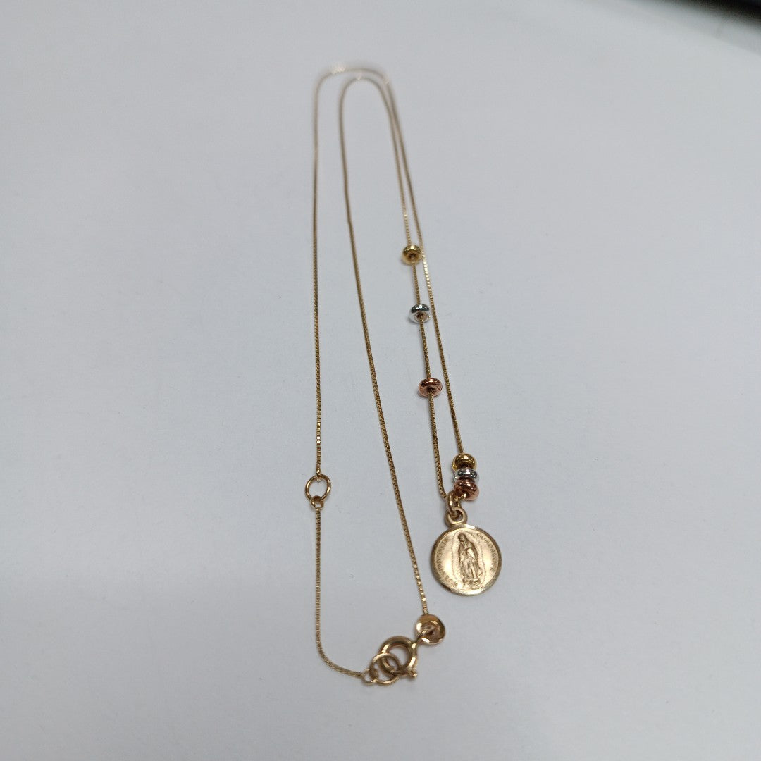 CADENA,MEDALLA RELIGIOSA ORO 14 K 2,40 GRMS (SEMINUEVO)