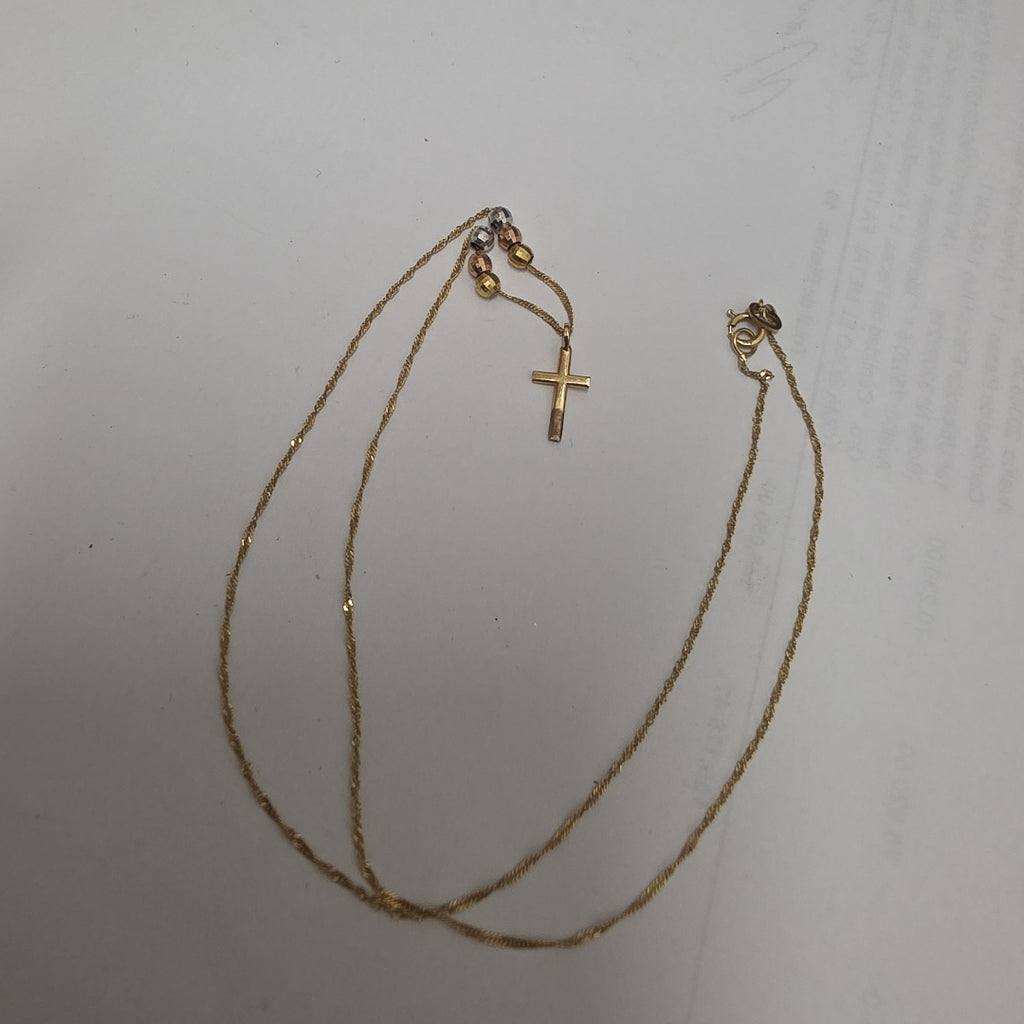 CRUZ,GARGANTILLA ORO COMBINADO 14 K 1,30 GRMS (SEMINUEVO)