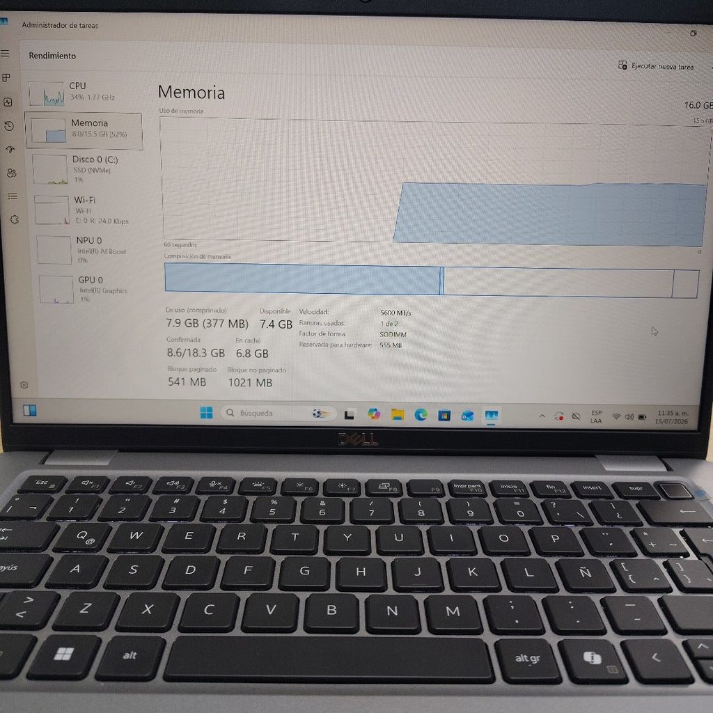 LAPTOP DELL LATITUDE 5450 (2024) 512 GB SSD 16 GB RAM (SEMINUEVO)