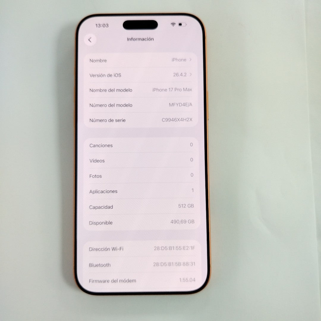 CELULAR APPLE IPHONE 17 PRO MAX A3525 (2025) 512 GB 12 GB RAM (SEMINUEVO)