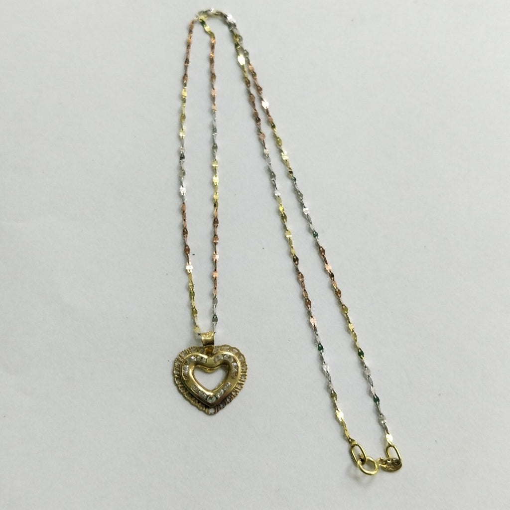 CADENA, DIJE ORO, ORO COMBINADO 10 K 1.3 GRMS (SEMINUEVO)