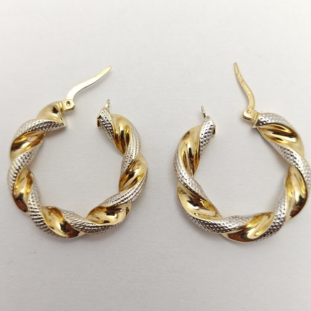 ARRACADAS PAR ORO COMBINADO 14 K 4.4 GRMS (SEMINUEVO)