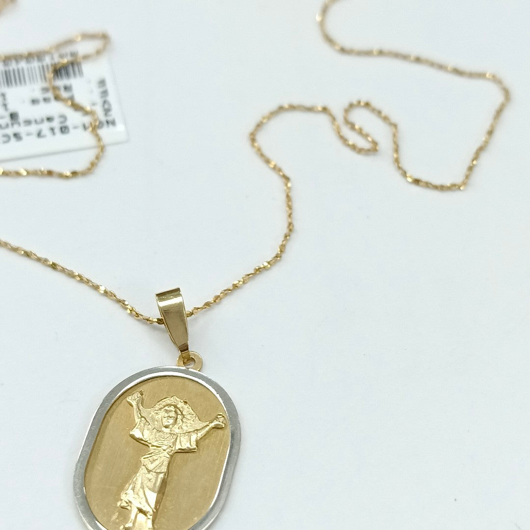 GARGANTILLA, MEDALLA RELIGIOSA ORO 14 K 2 GRMS (SEMINUEVO)