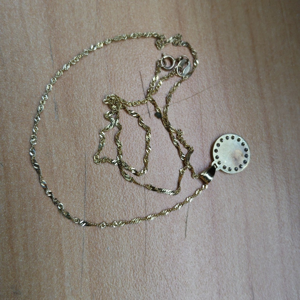 CADENA, MEDALLA RELIGIOSA ORO 10 K 1.5 GRMS (SEMINUEVO)