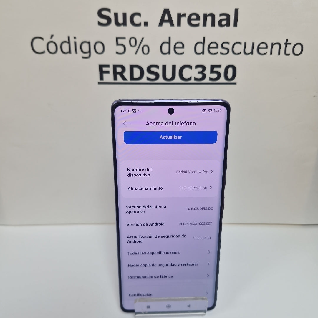 CELULAR XIAOMI REDMI NOTE 14 PRO 24116RACCG (2024) 256 GB 8 GB RAM (SEMINUEVO)