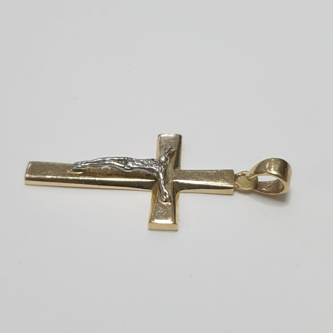 CRUCIFIJO ORO, ORO BLANCO 14 K 1.3 GRMS (SEMINUEVO)