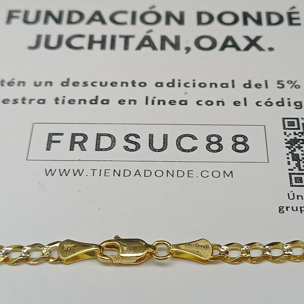 CADENAS BARBADA DIAMANTADA ORO 14K 60 CM 9.5 GR (NUEVO)