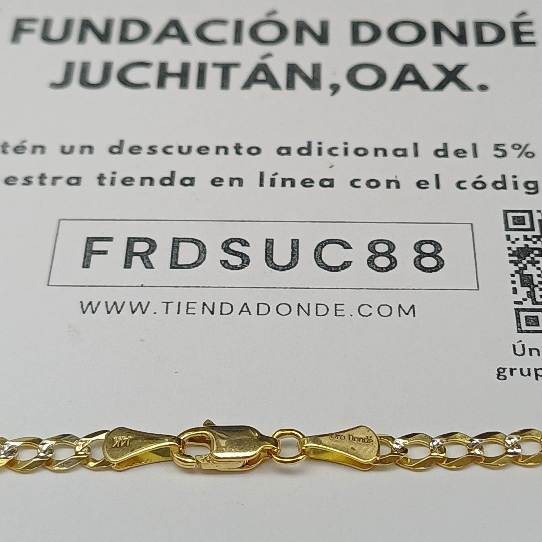 CADENAS BARBADA DIAMANTADA ORO 14K 60 CM 9.5 GR (NUEVO)