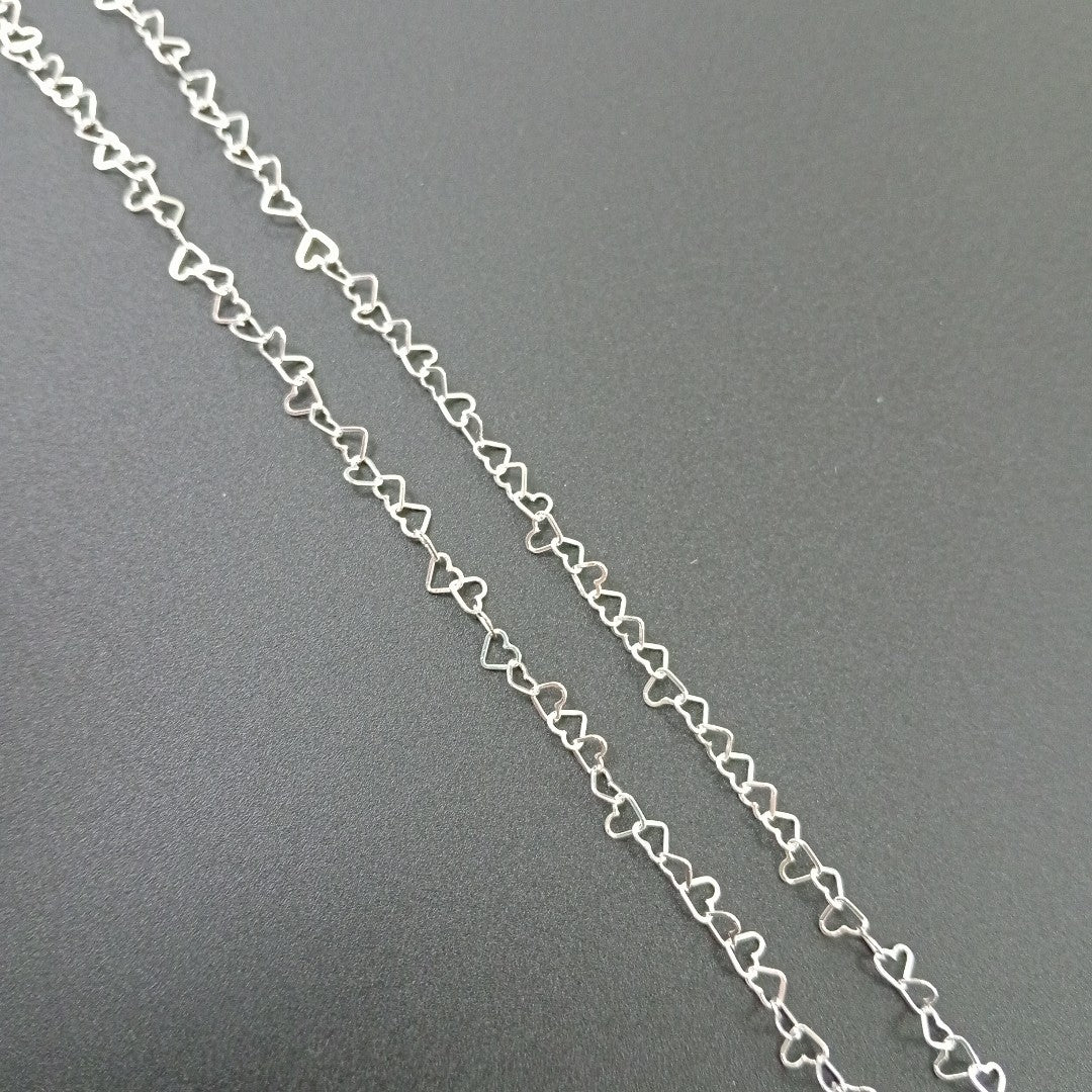 CADENA CORAZONES PLATA .925 55 CM 2.82 GR (NUEVO)