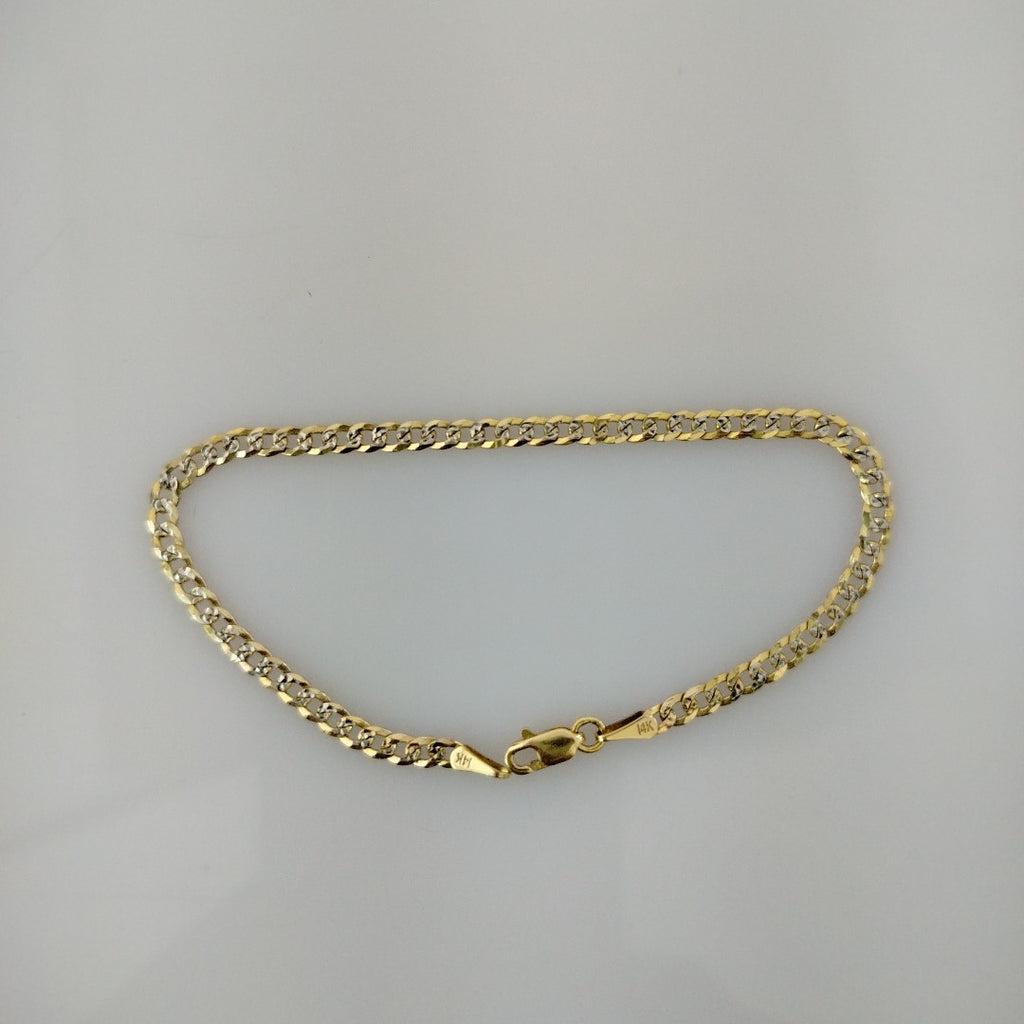 PULSERAS TEJIDO BARBADA DIAMANTADA ORO 14K 18 CM 3.2 GR (NUEVO)