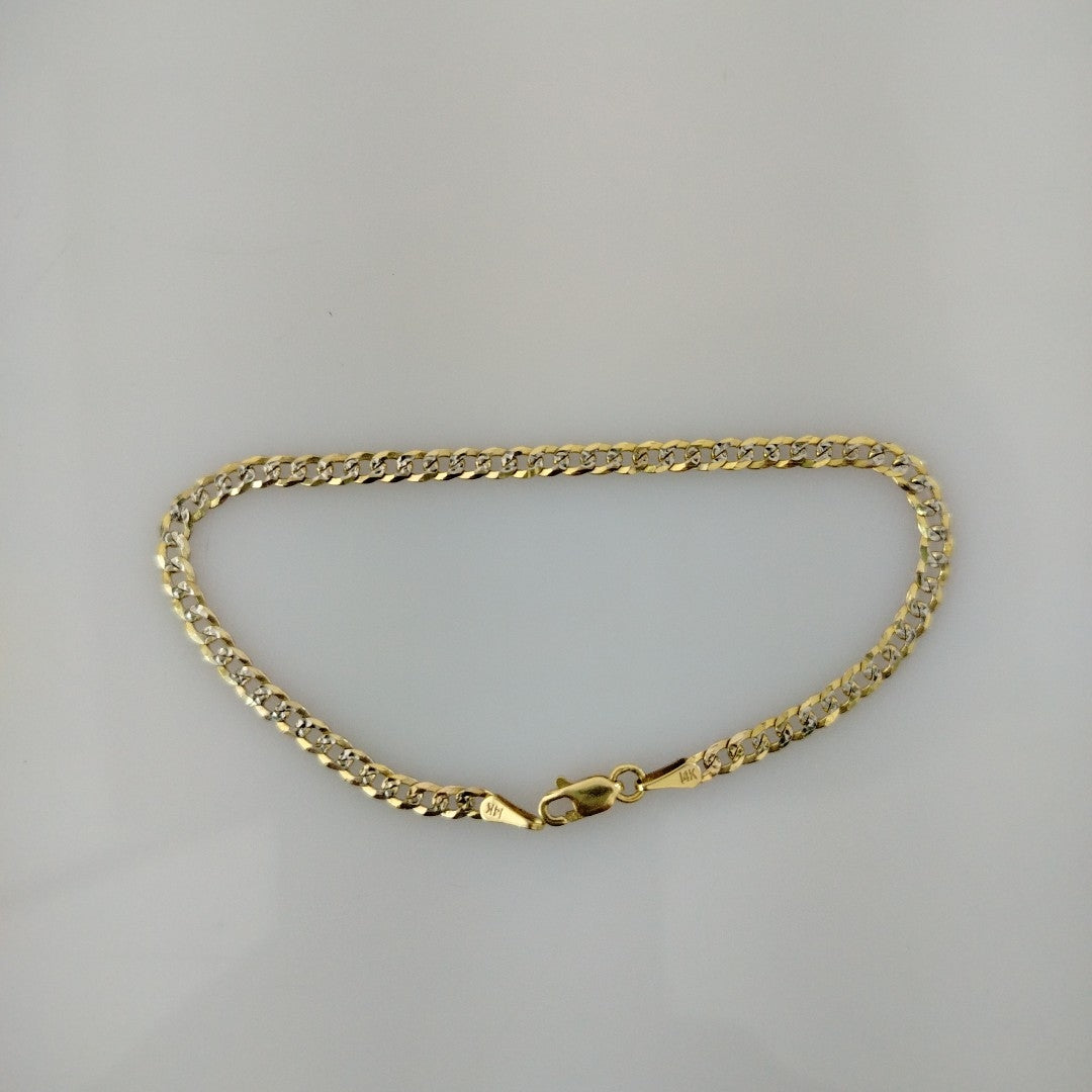 PULSERAS TEJIDO BARBADA DIAMANTADA ORO 14K 18 CM 3.2 GR (NUEVO)