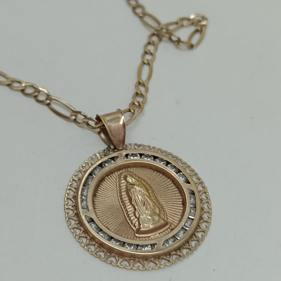 CADENA, MEDALLA RELIGIOSA ORO 10 K 3.2 GRMS (SEMINUEVO)