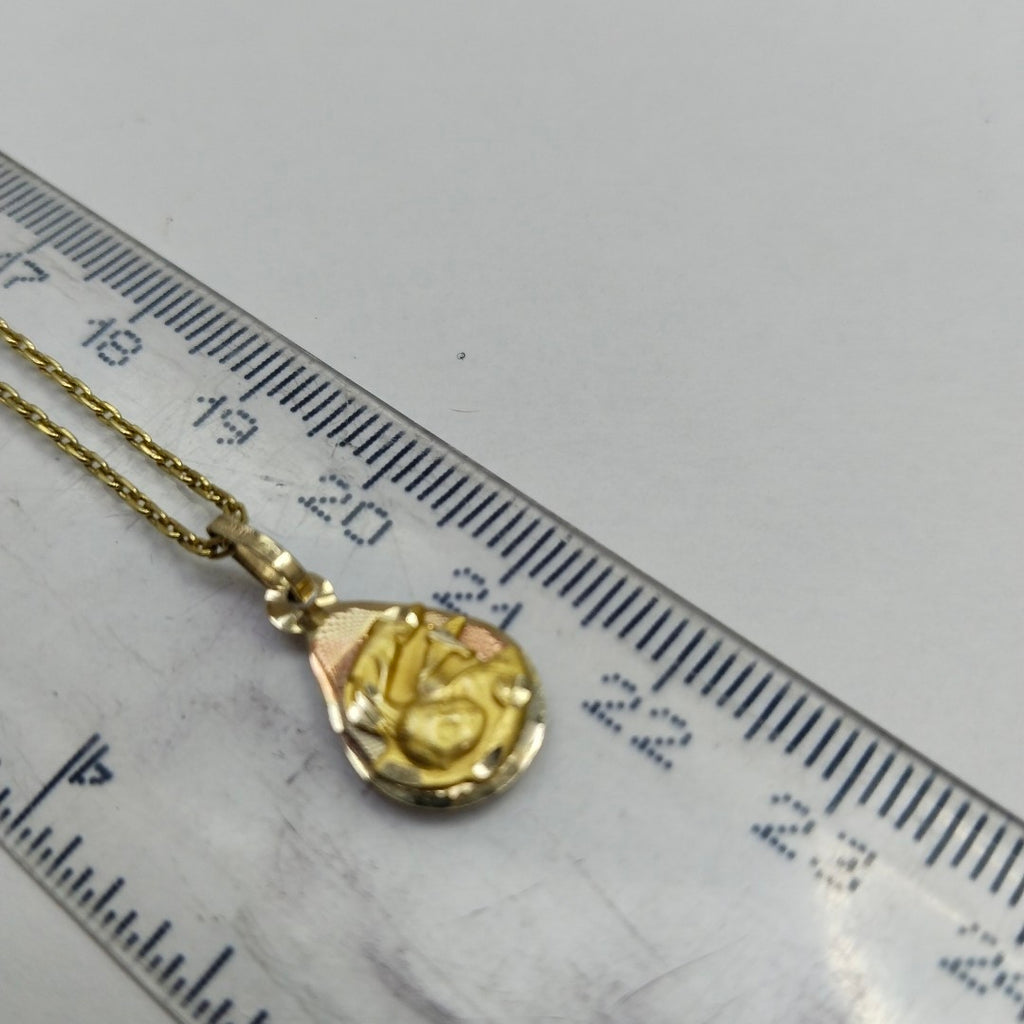 CADENA,MEDALLA RELIGIOSA ORO 10 K 2,70 GRMS (SEMINUEVO)