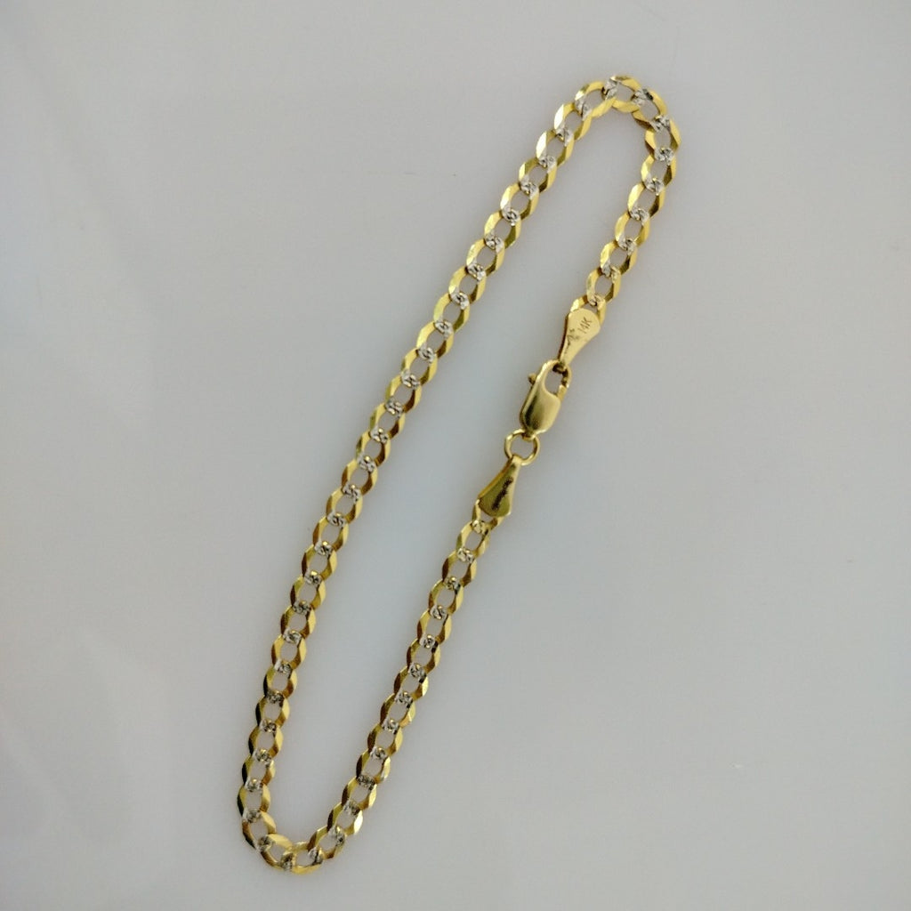 PULSERAS BARBADA DIAMANTADA ORO 14K 21 CM 3.6 GR (NUEVO)