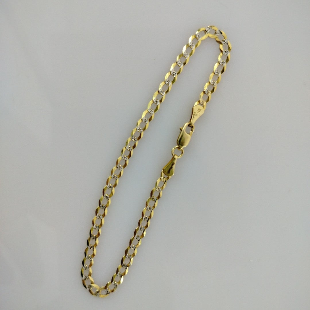 PULSERAS BARBADA DIAMANTADA ORO 14K 21 CM 3.6 GR (NUEVO)