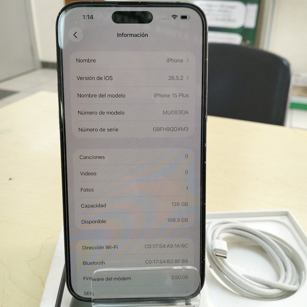 CELULAR APPLE IPHONE 15 PLUS A3093 (2023) 128 GB 6 GB RAM (SEMINUEVO)