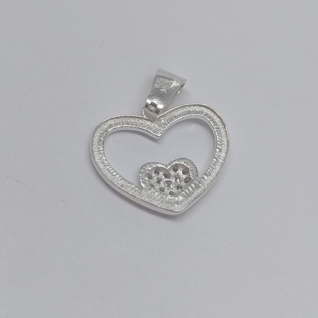 DIJE CORAZON C/CIRCONIAS PLATA .925 2.5 GR (NUEVO)