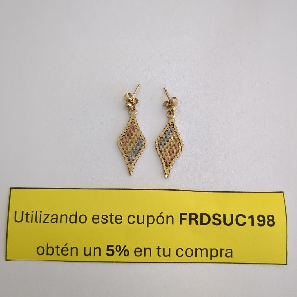 ARETES PAR ORO COMBINADO 14 K 4,30 GRMS (SEMINUEVO)