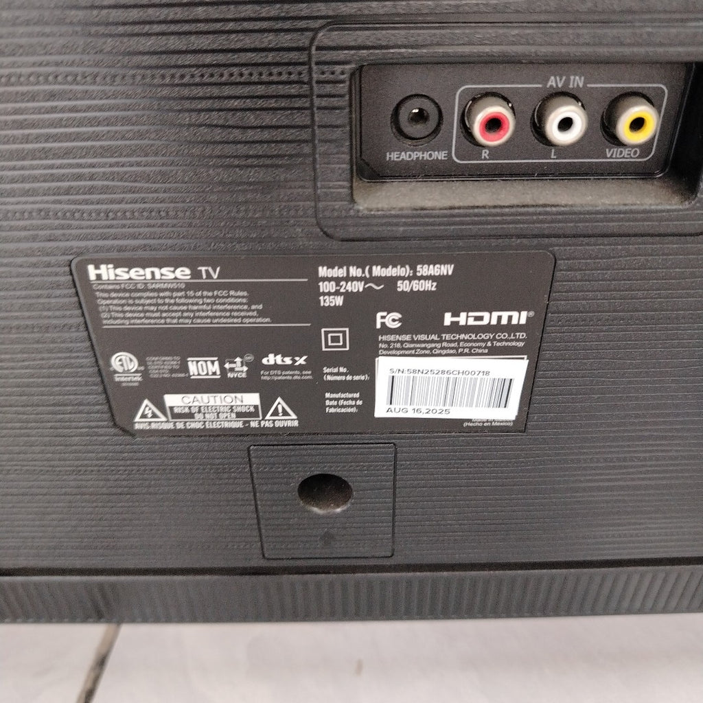 PANTALLA HISENSE 58A6NV (2024) 58" LED 4K (SEMINUEVO)
