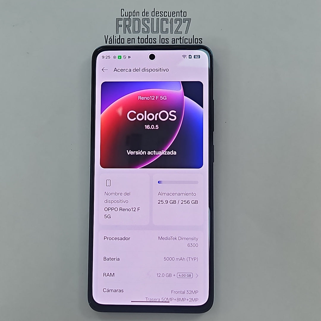 CELULAR OPPO RENO 12F 5G CPH2637 256 GB 12 GB RAM (SEMINUEVO)