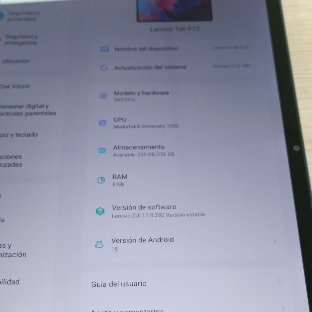 TABLETA LENOVO TAB P12 TB370FU (2023) 256 GB 8 GB RAM (SEMINUEVO)