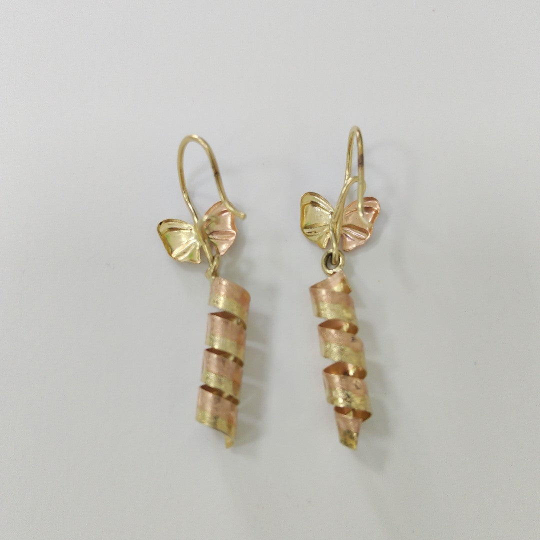 ARETES PAR ORO COMBINADO 14 K 2,40 GRMS (SEMINUEVO)
