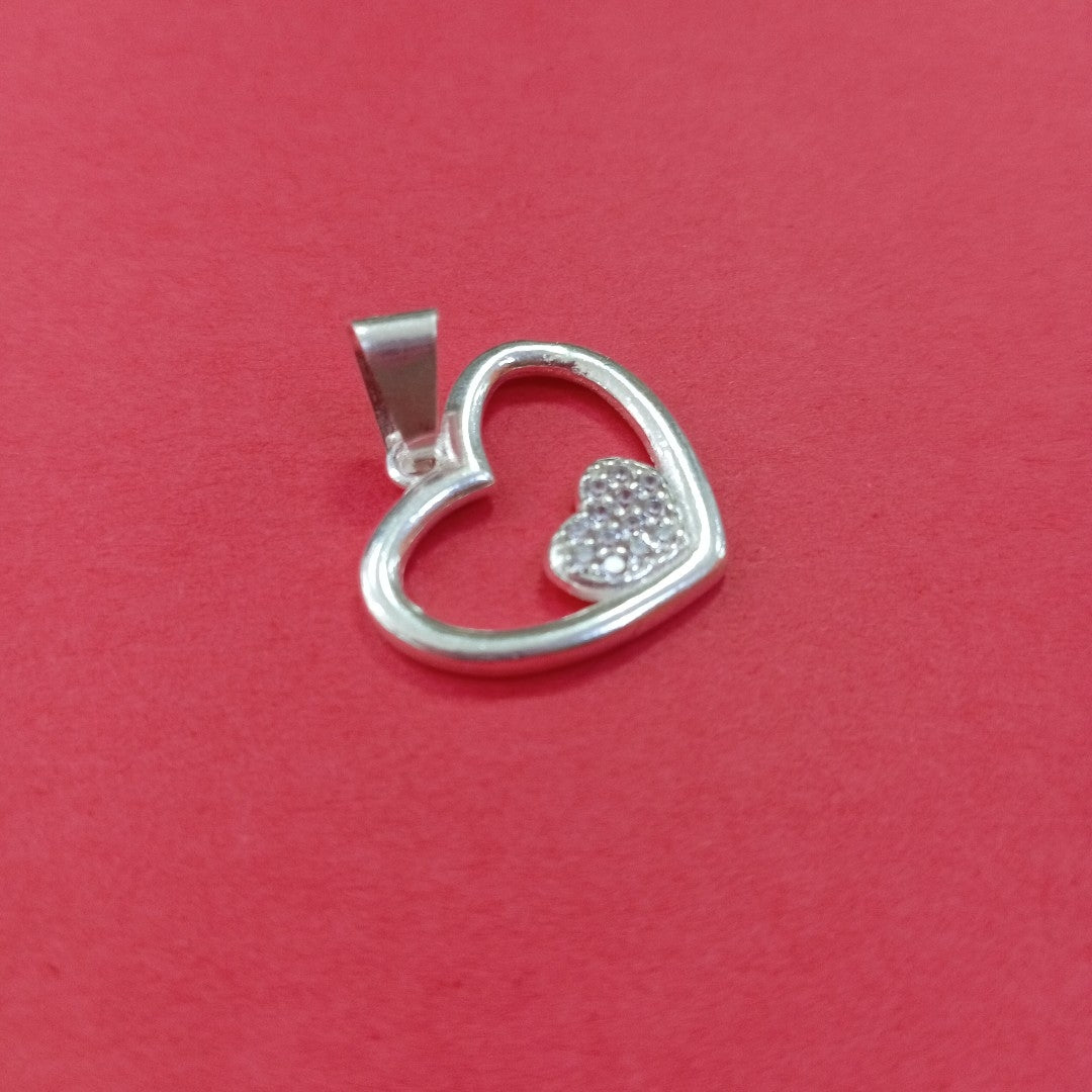 DIJE CORAZON C/CIRCONIAS PLATA .925 2.7 GR (NUEVO)