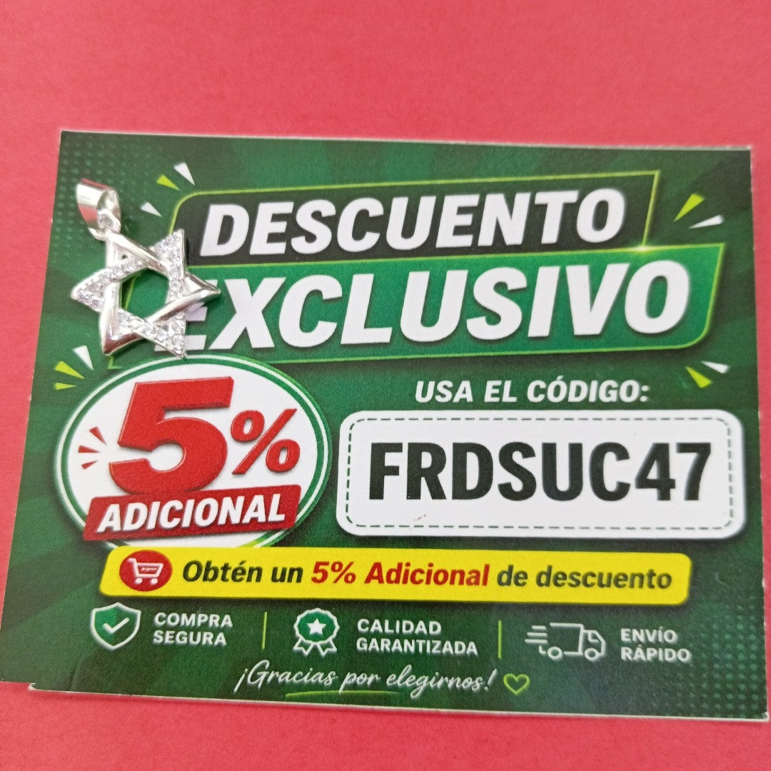 DIJE ESTRELLA DE DAVID C/CIRCONIAS PLATA .925 2.6 GR (NUEVO)
