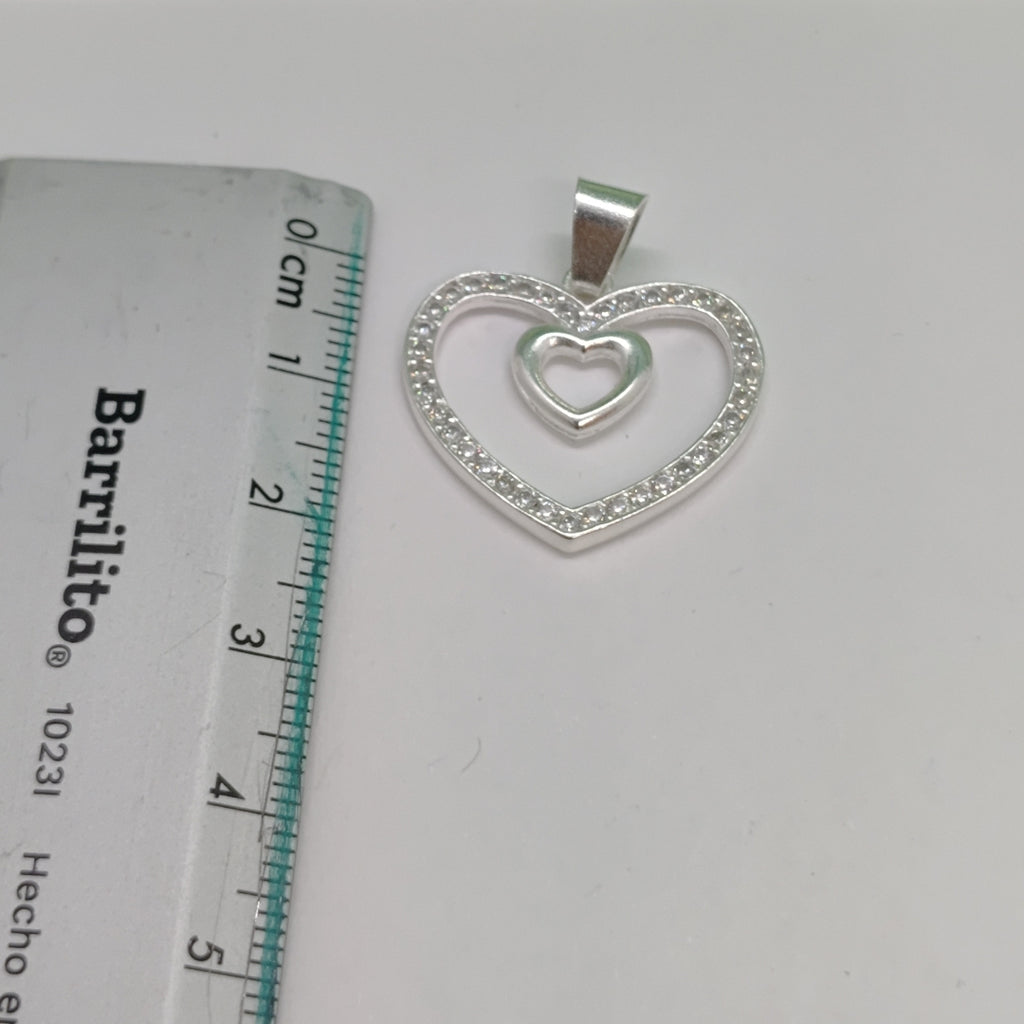 DIJE CORAZON C/CIRCONIAS PLATA .925 2.7 GR (NUEVO)