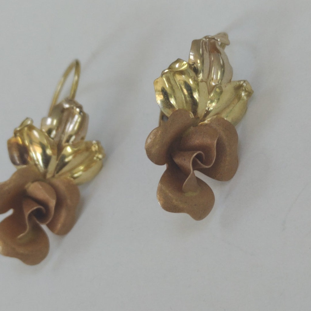 ARETES PAR ORO COMBINADO 14 K 3.9 GRMS (SEMINUEVO)