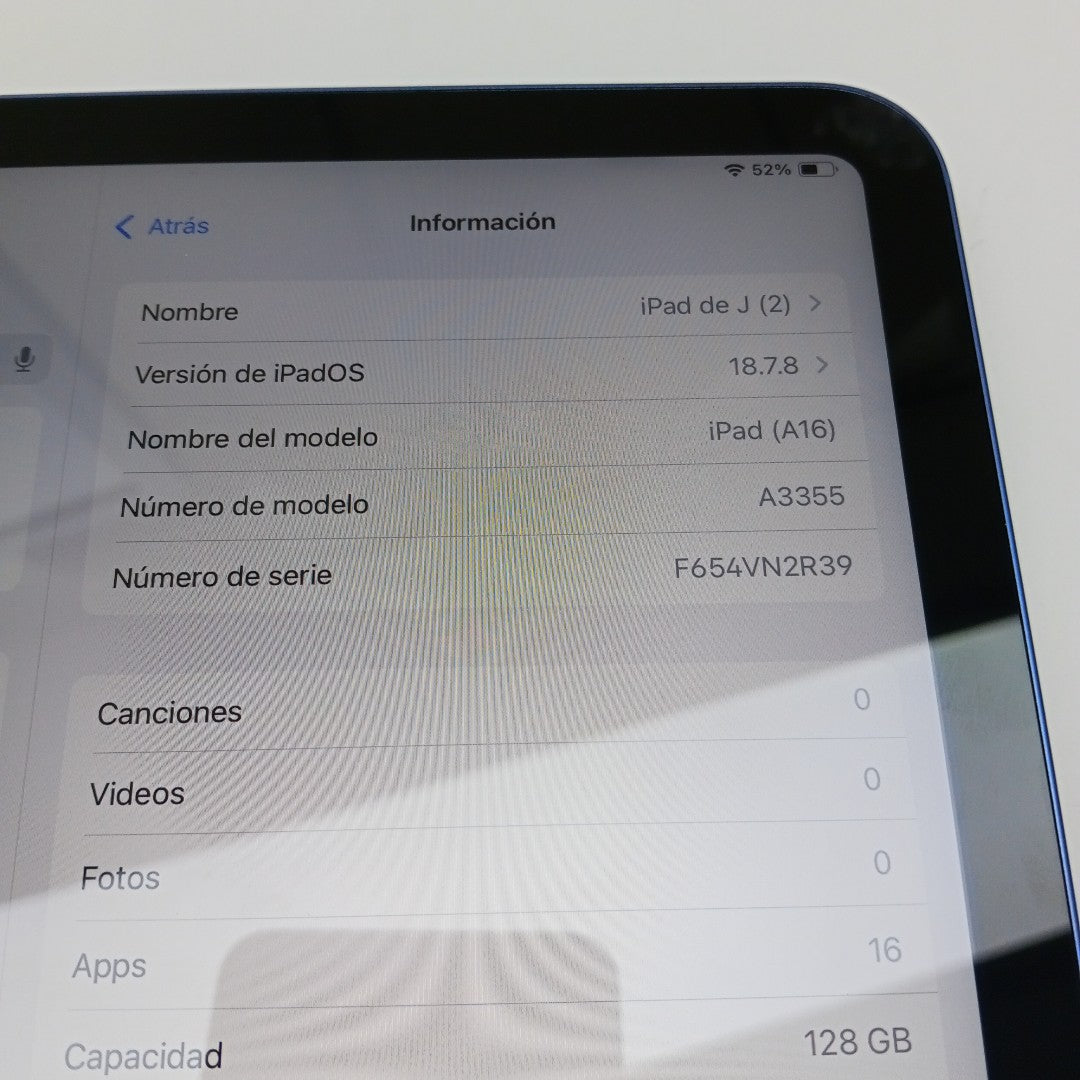 TABLETA APPLE IPAD A16 A3355 (2025) 128 GB 6 GB RAM (SEMINUEVO)