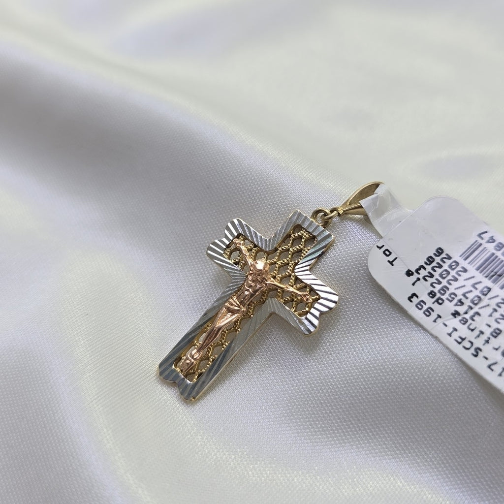 CRUCIFIJO, CRUZ ORO, ORO COMBINADO 14 K 2.5 GRMS (SEMINUEVO)