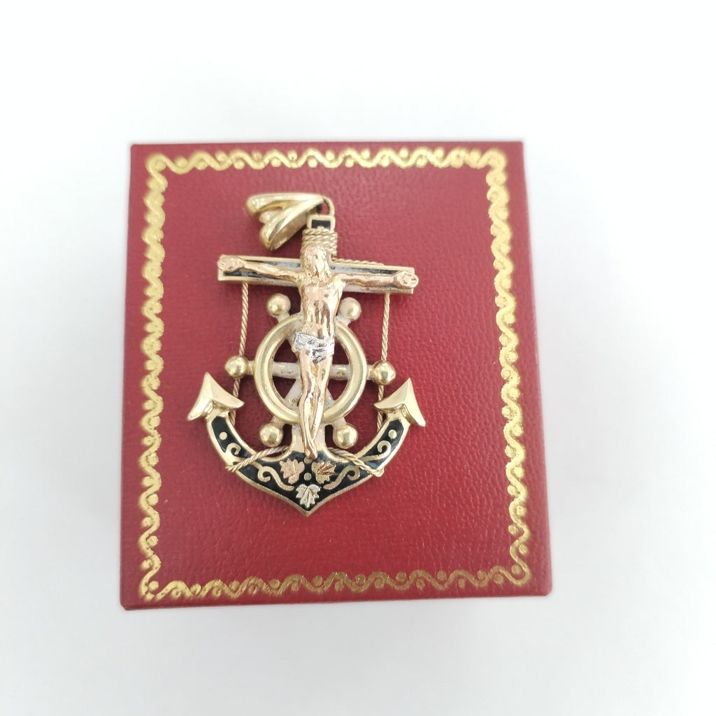 CRISTO EN ANCLA ORO 14 K 6,20 GRMS (SEMINUEVO)