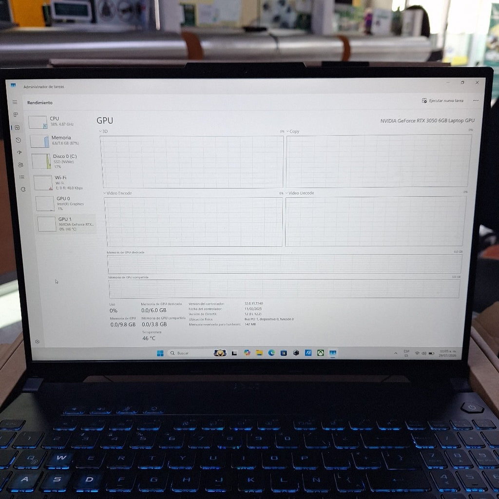 LAPTOP ASUS TUF GAMING F16 FX607VJ-RL039W (2025) 512 GB SSD 8 GB RAM (SEMINUEVO)