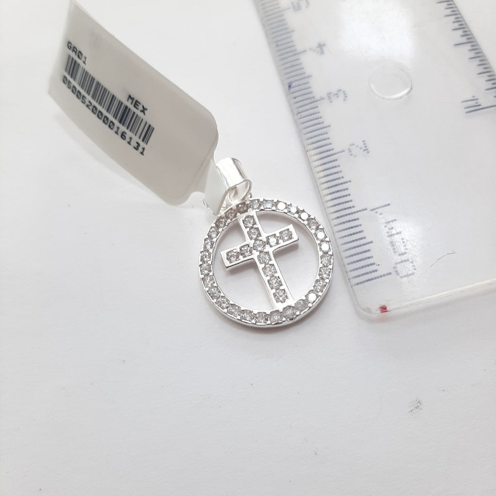 DIJE CRUZ C/CIRCONIAS PLATA .925 2.4 GR (NUEVO)